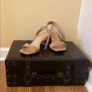 Tan Stiletto Heels with Ankle Straps